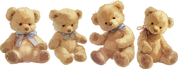 Wall Mural - teddy bear watercolor clipart