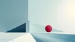 © Galib - A single red sphere sits on a white platform, with a blue background.