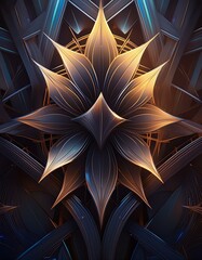 Wall Mural - Abstract floral pattern with sharp contours and geometric elements