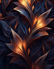 Wall Mural - Abstract floral pattern with sharp contours and geometric elements