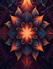 Wall Mural - Abstract floral pattern with sharp contours and geometric elements