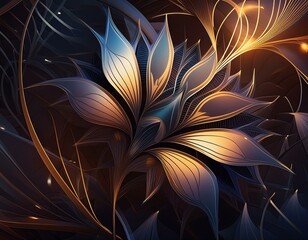 Wall Mural - Abstract floral pattern with sharp contours and geometric elements