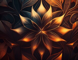 Wall Mural - Abstract floral pattern with sharp contours and geometric elements