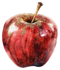 Sticker - PNG Red apple painting fruit plant.