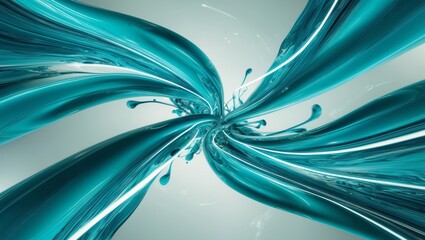 Canvas Print - Turquoise liquid swirls and twists against a white background