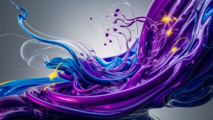 Poster - A colorful swirl of purple and blue paint creates an abstract texture