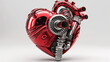 © Patrick - Mechanical heart with gears and pistons on metallic background