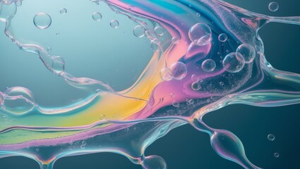 Wall Mural - Abstract image of water and bubbles with an iridescent sheen