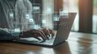 © touseef - Businessman using laptop for document management, digital file organization, and paperless workflow with cloud technology and enterprise content management system (dms) for efficient data search and m