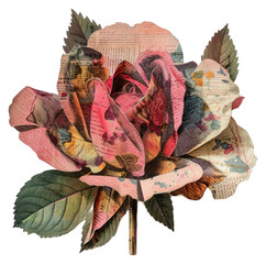 Sticker - PNG Rose shape pattern collage flower.