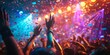 © inspiretta - A group of people are celebrating at a party with confetti falling around them. Scene is lively and festive