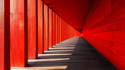 Wall Mural - Red Wooden Corridor.