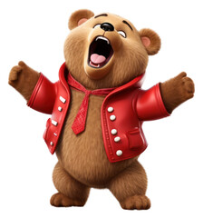 Poster - PNG Cartoon bear toy transparent background.