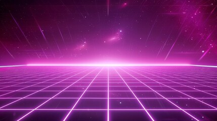 Poster - illustration in 3d style of a retro futuristic background from the 1980s.