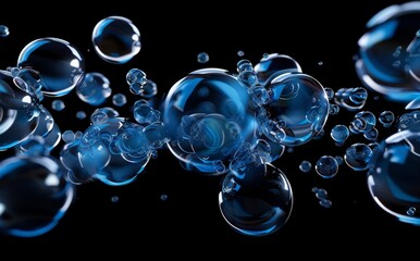 Poster - Creating a chaotic liquid in open space. Background with fluid splashes. Design element.
