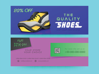 Canvas Print - Shoes Shop Visiting Card or Header Set with Special Offer for Advertising.