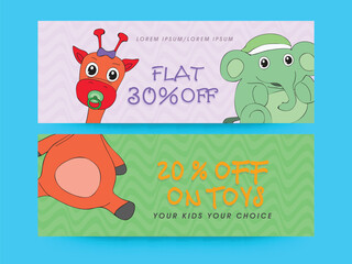 Canvas Print - Social Media Sale Banner or Header Design Set for Kids Toy Shop.