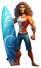 Sticker - PNG Surfing cartoon sports adult.