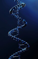 Poster - Red and blue abstract view of the human genome and dna molecular chain. Stock illustration.