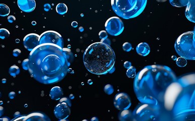Poster - Abstract 3D rendering of chaotic liquid splashing in empty space. Design element.