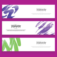 Poster - Social Media Banner or Header Design with Brush Stroke Effect in Three Options.