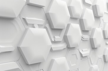 Poster - A futuristic surface with hexagons rendered in 3D.