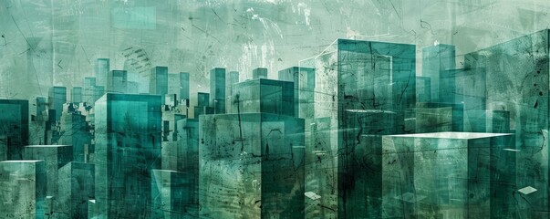 Wall Mural - City in the future, surrealism in art, architecture in painting, buildings abstracted, panoramas