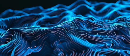 Poster - An abstract mountain screen background with technological terrain.