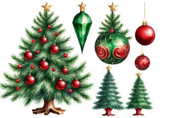 Wall Mural - A Christmas tree with a star on top and a green ornament hanging from it