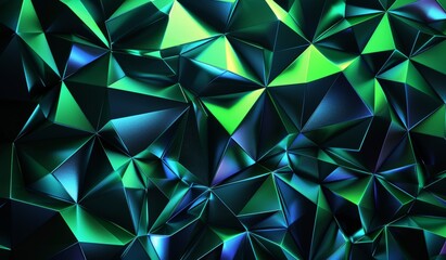 Poster - This is an abstract 3D rendering of a chaotic surface. The background has a contemporary polygonal shape and the object has a distorted low polygonal shape.