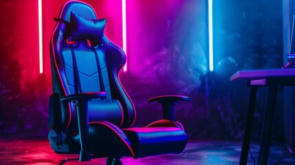 Poster - With neon lights, the gaming chair creates an immersive ambiental scene that transports players into the game.