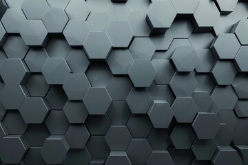 Poster - Design of futuristic surface with hexagons in 3D. Contemporary sci-fi background with bokeh effect. Poster.