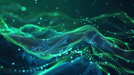 Poster - A modern illustration of a futuristic circuit digital, 3D abstract sci-fi user interface concept with gradient dots and lines. Designed by AI.