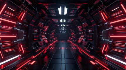 Poster - 3d render of futuristic tunnel lit by light. abstract background for innovation, technology, transpo