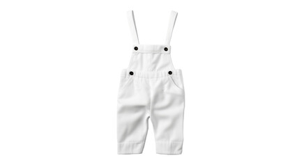 Wall Mural - baby overalls cutout. white baby clothes on transparent background