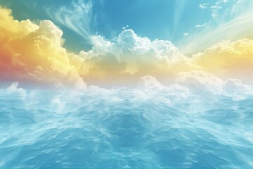 Wall Mural - Serene ocean landscape under colorful clouds