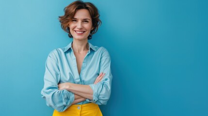 Wall Mural - The confident woman smiling