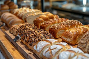 Poster - Assorted Fresh Baked Bread on Display