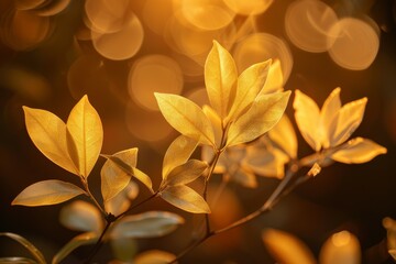 Canvas Print - Golden Autumn Leaves at Sunset