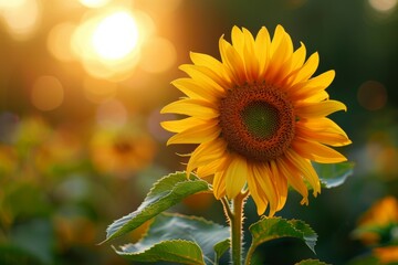 Poster - Sunflower in Golden Sunset Light