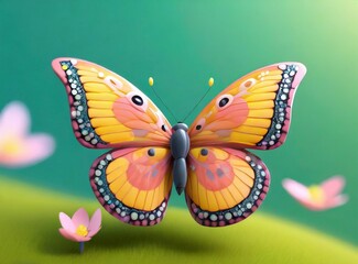 Sticker - Butterfly 3D Rendering Illustration Design