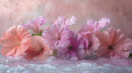 Canvas Print - Magical atmosphere and soft light close up photo of beautiful petunia flowers with nature concept background backdrop for your wedding, invitation, poster, banner project design