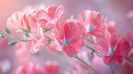 Wall Mural - Close up photo of beautiful sweetpea flowers with magical atmosphere and soft light nature concept background backdrop for your wedding, invitation, poster, banner project design