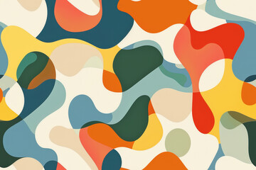 Poster - Seamless abstract pattern with colorful organic flowing shapes creating a dynamic and modern design