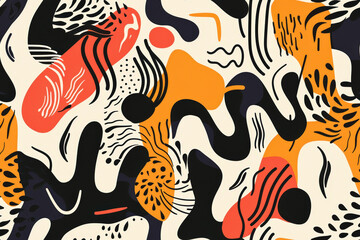 Poster - Seamless pattern repeating organic shapes, forming an abstract background design
