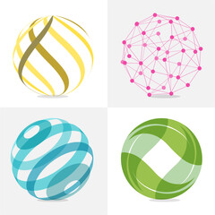 Wall Mural - a set of vector logos of the globe on a white background
