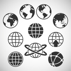 Wall Mural - set of globes icon. simple line globe icon. go to web symbol icon vector illustration
