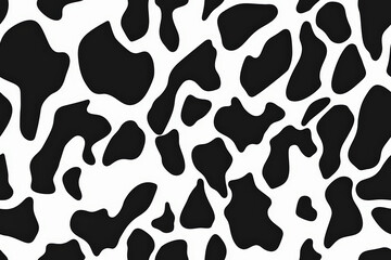 Poster - Seamless pattern repeating black irregular blobs on white background, simple animal print for textile, wrapping paper, fashion design
