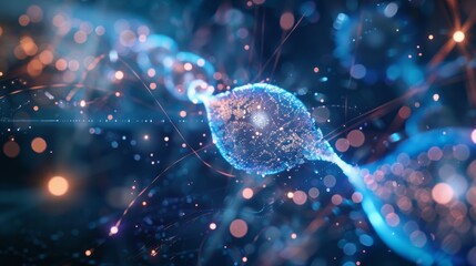 Poster - A digital illustration depicting the concept of quantum entanglement, showcasing the intertwined connection of two particles, even when separated by vast distances