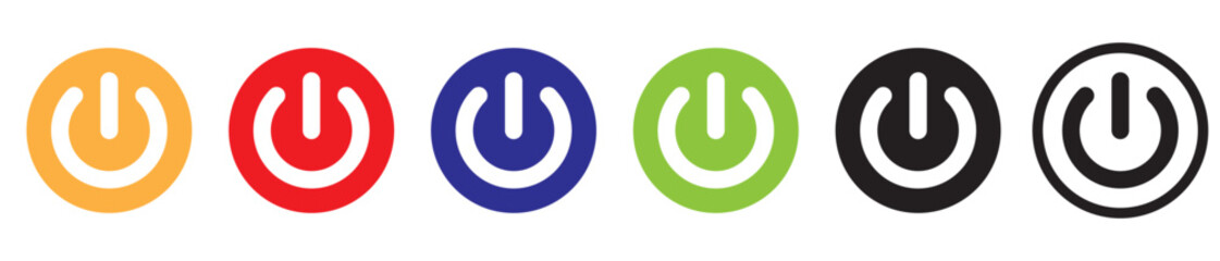 turn on and turn off power button in different colors for mobile applications and websites. vector i